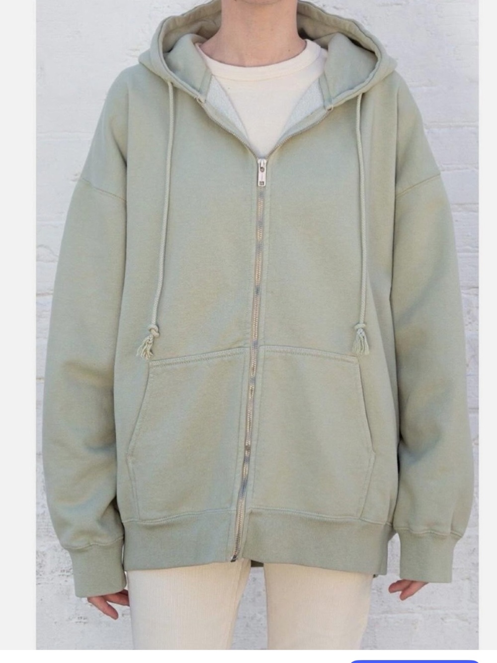 Brandy Melville oversized zip-up hoodie in sage green - Picture 5 of 5